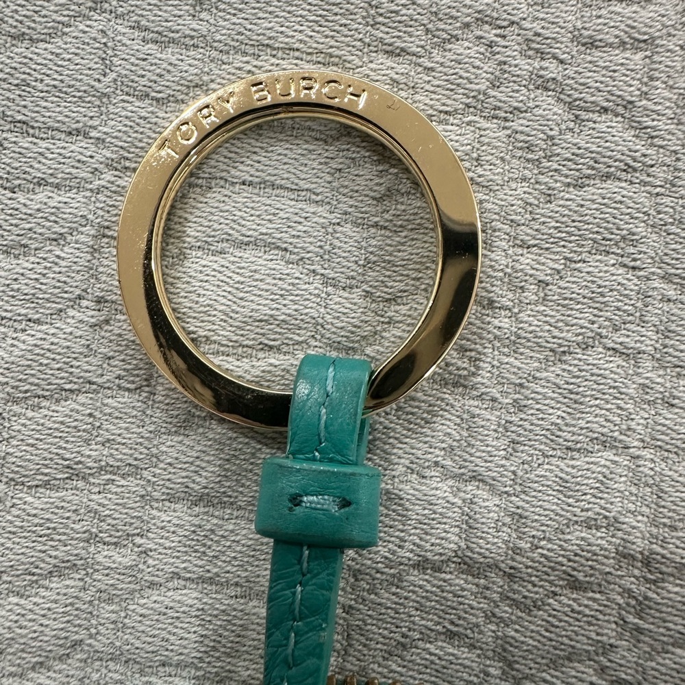 Tory Burch Teal Key & Card Holder with Gold Accents - Picture 2 of 9